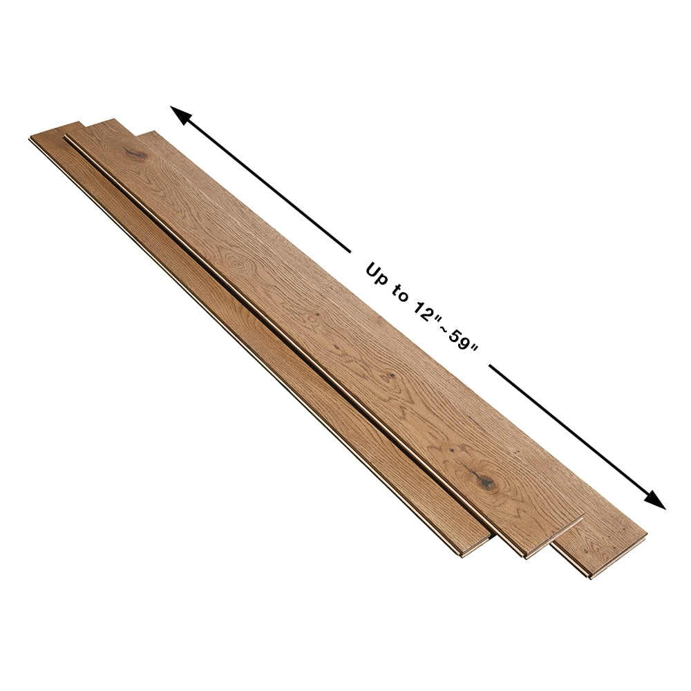 Villa Barcelona Ascent French Oak 5-in W x 3/4-in T x Varying Length Wirebrushed Solid Hardwood Flooring (22.6-sq ft / Carton)
