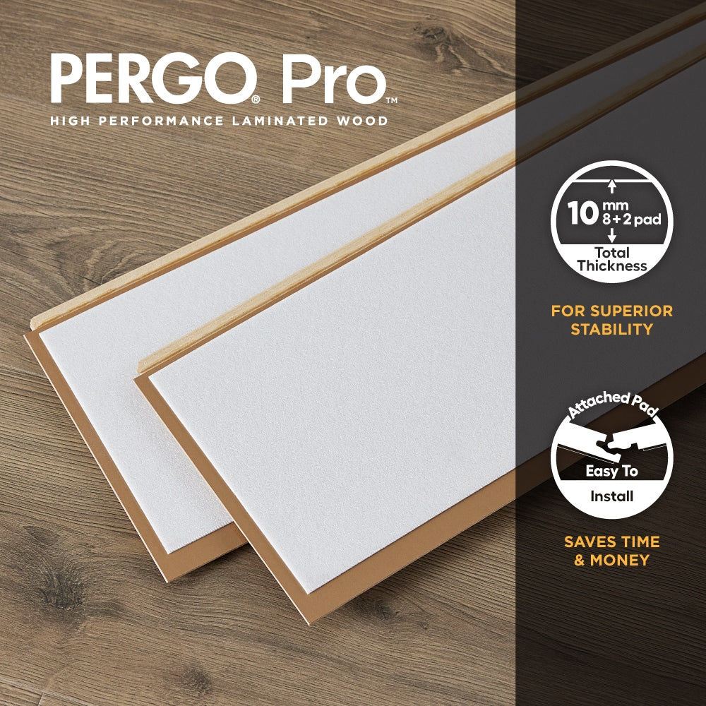 Pergo Pro +WetProtect Knightwood Oak 10-mm T x 7-1/2-in W x 47-1/4-in L Waterproof Wood Plank Laminate Flooring (27-sq ft / Carton)