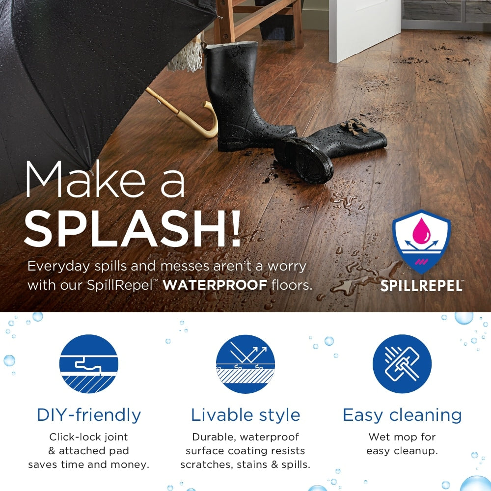 QuickStep Studio + Spill Repel Laguna Acacia 12-mm T x 5-in W x 48-in L Waterproof Wood Plank Laminate Flooring (13.74-sq ft / Carton)