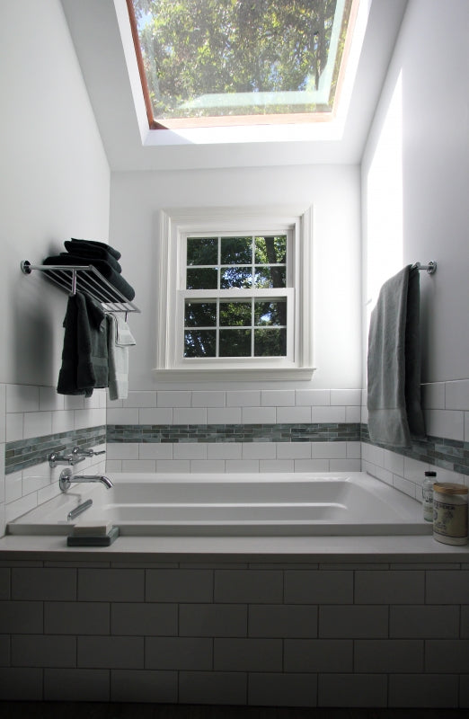 Bright White Bathroom with Soaking Tub