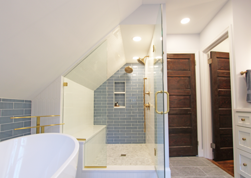 Dark dysfunctional closet turned spa-like oasis