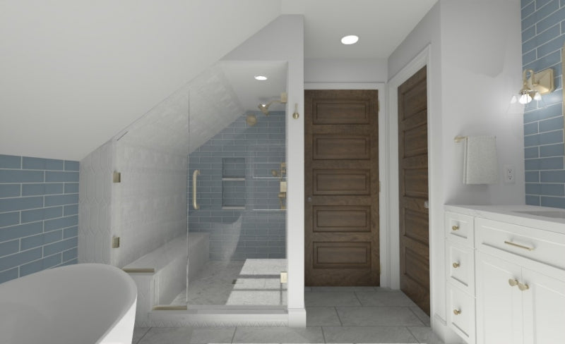 Dark dysfunctional closet turned spa-like oasis