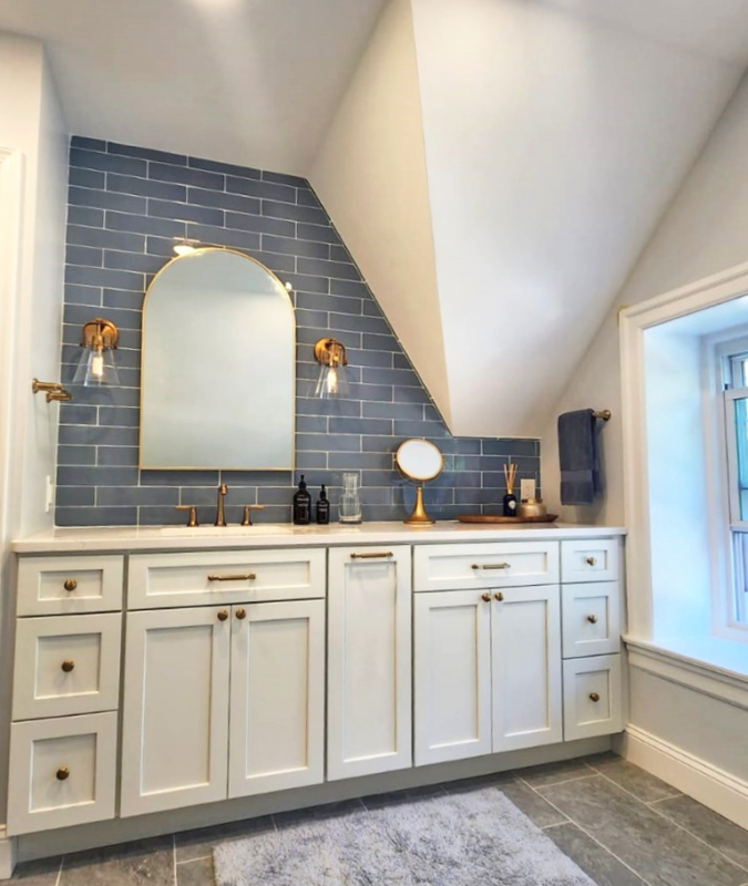 Dark dysfunctional closet turned spa-like oasis