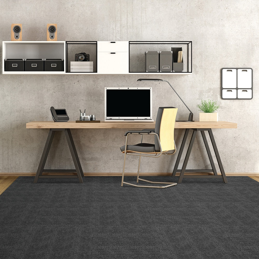 Foss Wallagrass 18-in x 18-in Black Ice Black Peel and Stick Indoor or Outdoor Carpet Tile (36-sq ft)