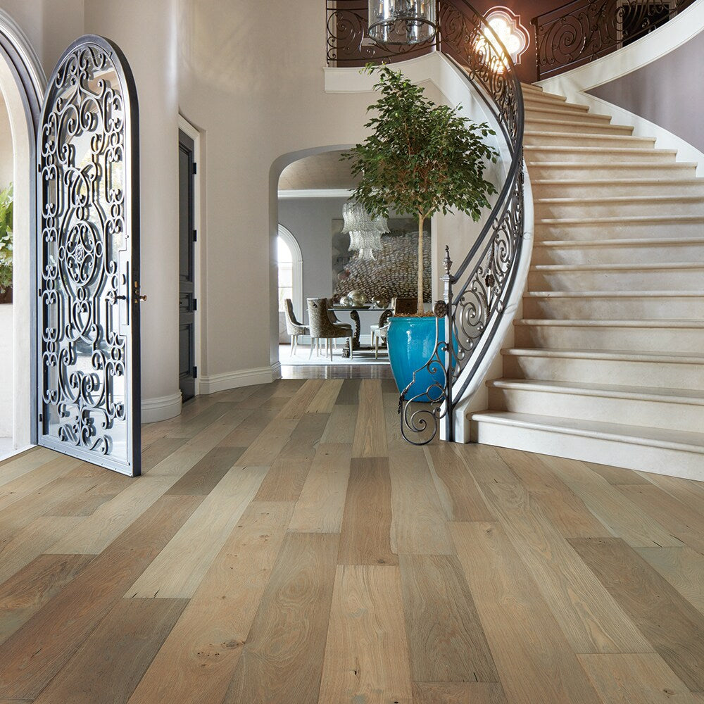 Villa Barcelona Sabadel French Oak 8-21/32-in W x 9/16-in T x Varying Length Wirebrushed Engineered Hardwood Flooring (27.14-sq ft / Carton)