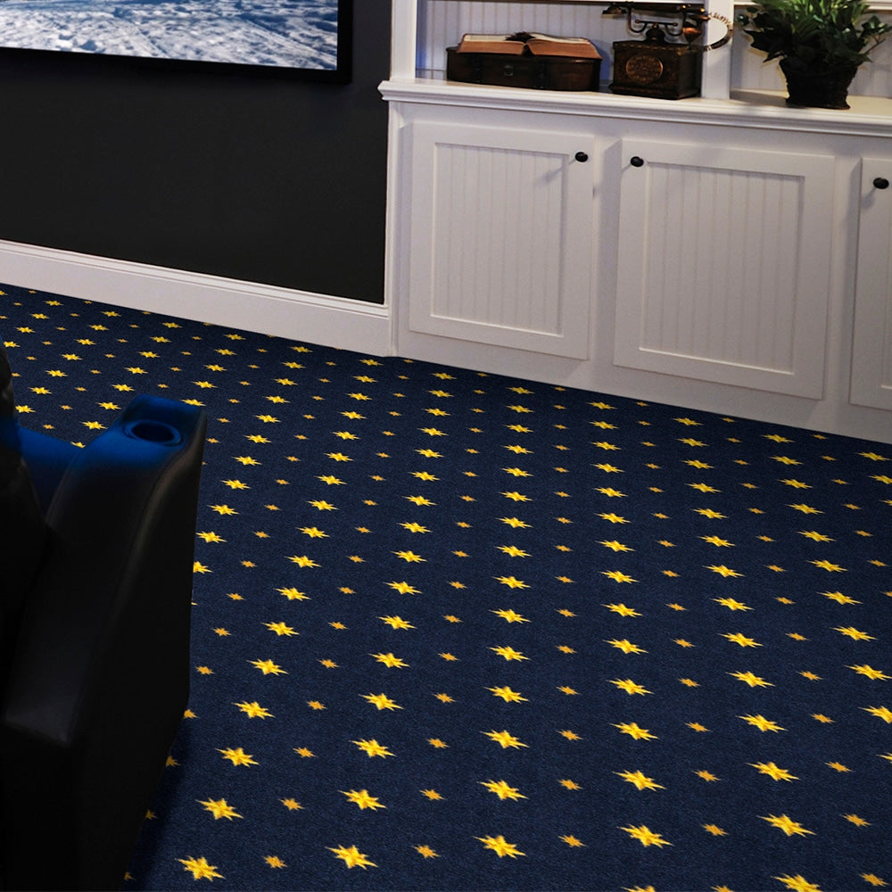 Joy Carpets Home and Office Walk of Fame Navy Blue 26-oz sq yard Nylon Pattern Indoor Carpet