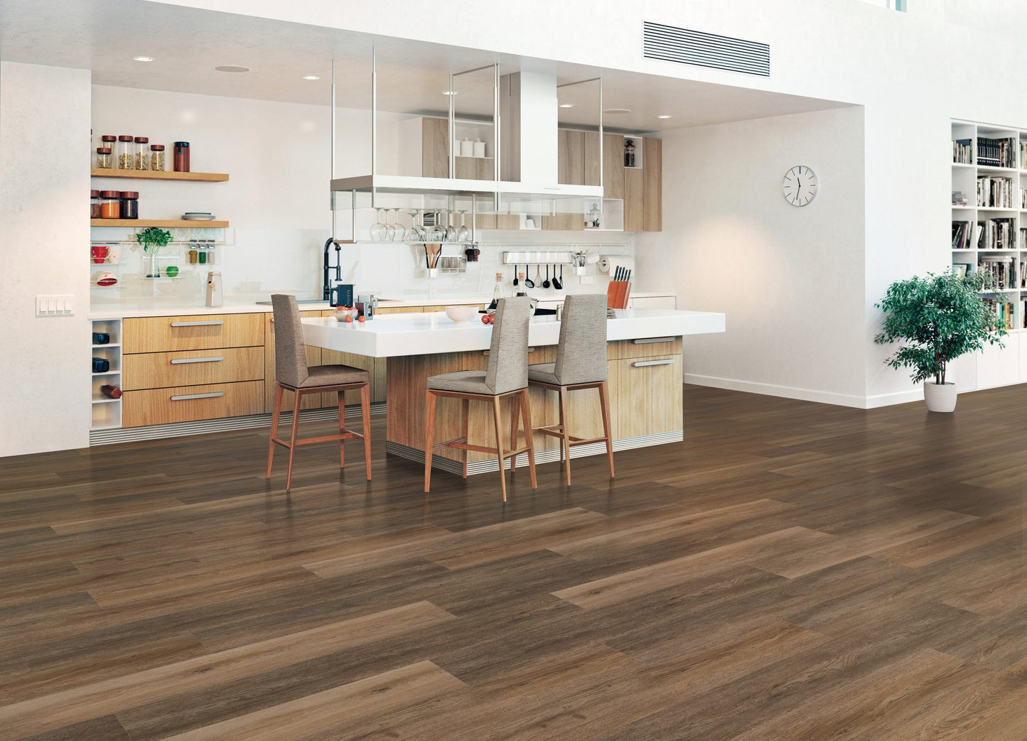 Style Selections Brunette Oak Brown 12-mil x 7-in W x 48-in L Waterproof Interlocking Luxury Vinyl Plank Flooring (23.36-sq ft/ Carton)