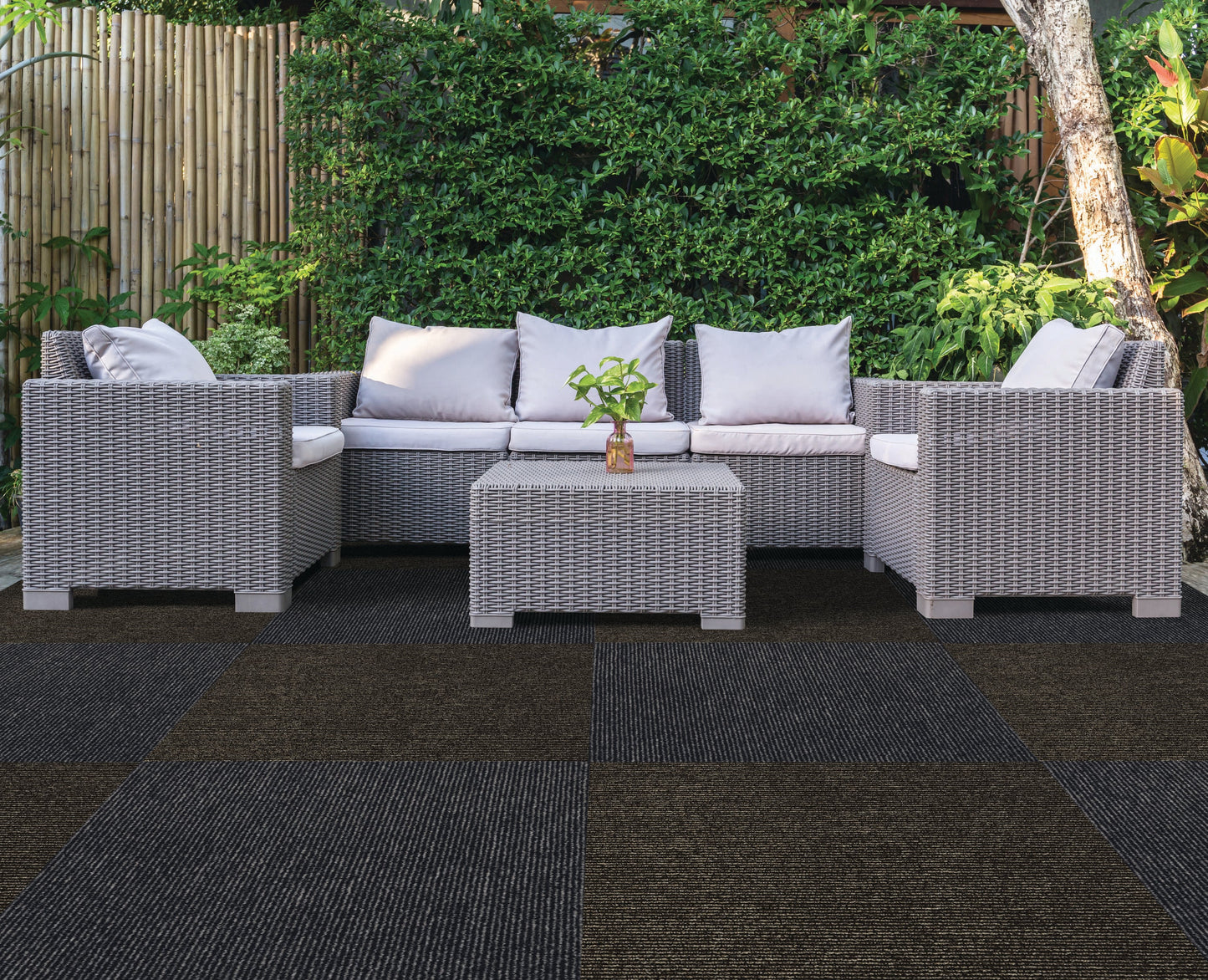 Style Selections Heather Row 24-in x 24-in Storm Gray Peel and Stick Indoor or Outdoor Carpet Tile (40-sq ft)