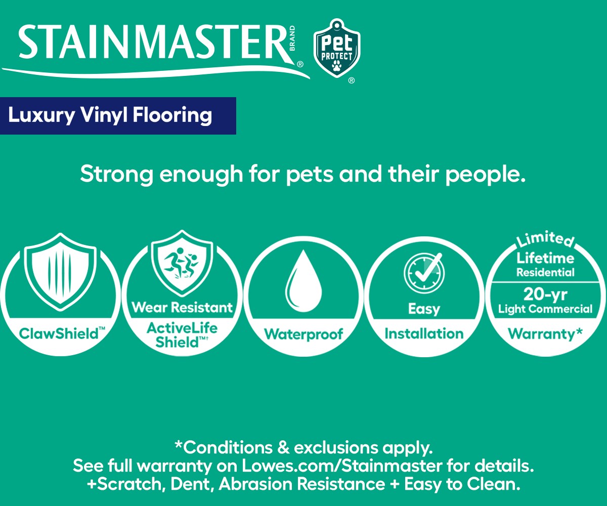 STAINMASTER PetProtect Trelawney Oak Gray 20-mil x 7-in W x 48-in L Waterproof Interlocking Luxury Vinyl Plank Flooring (19.22-sq ft/ Carton)