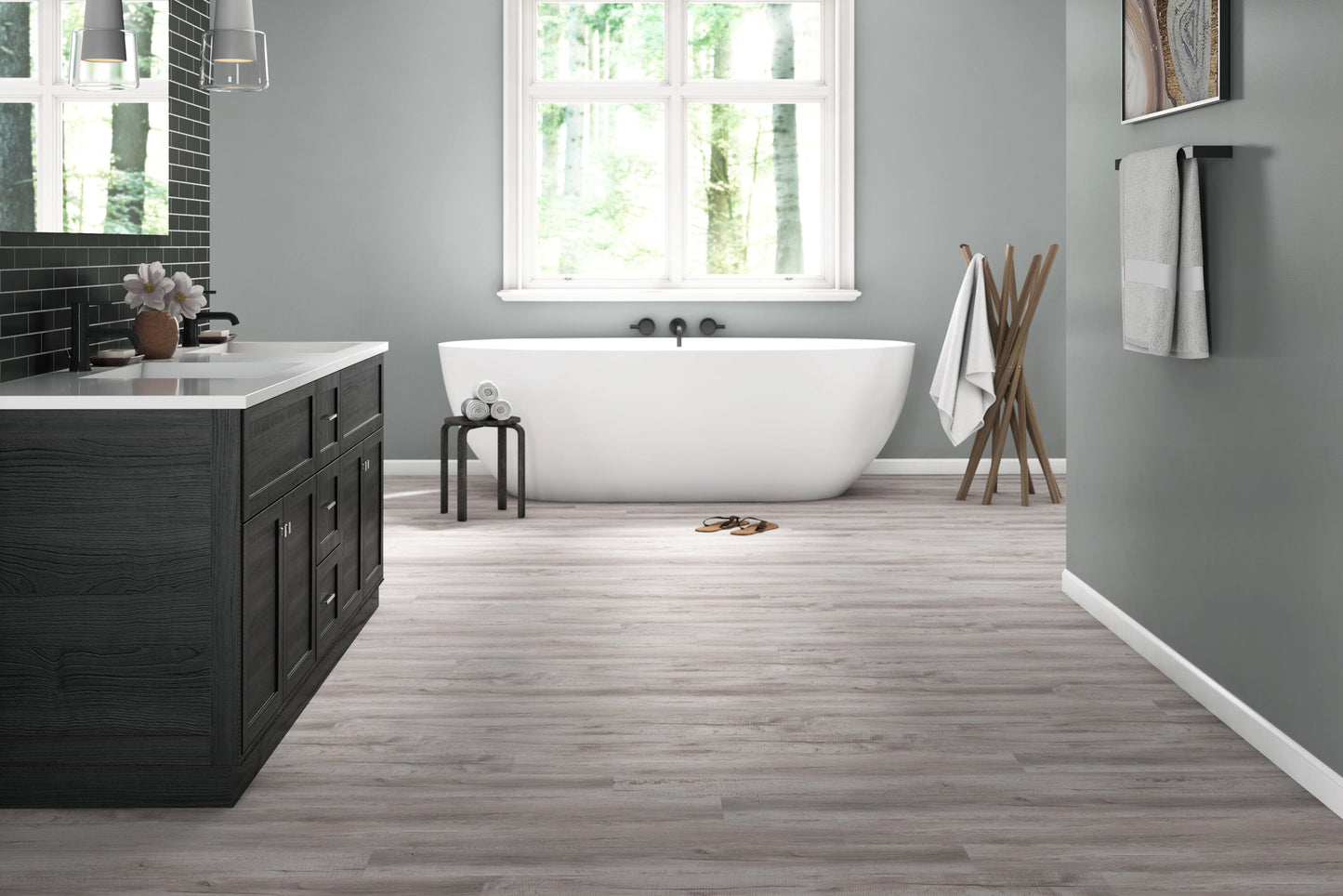 Style Selections Charleston Oak Gray 12-mil x 7-in W x 48-in L Water Resistant Interlocking Luxury Vinyl Plank Flooring (23.21-sq ft/ Carton)