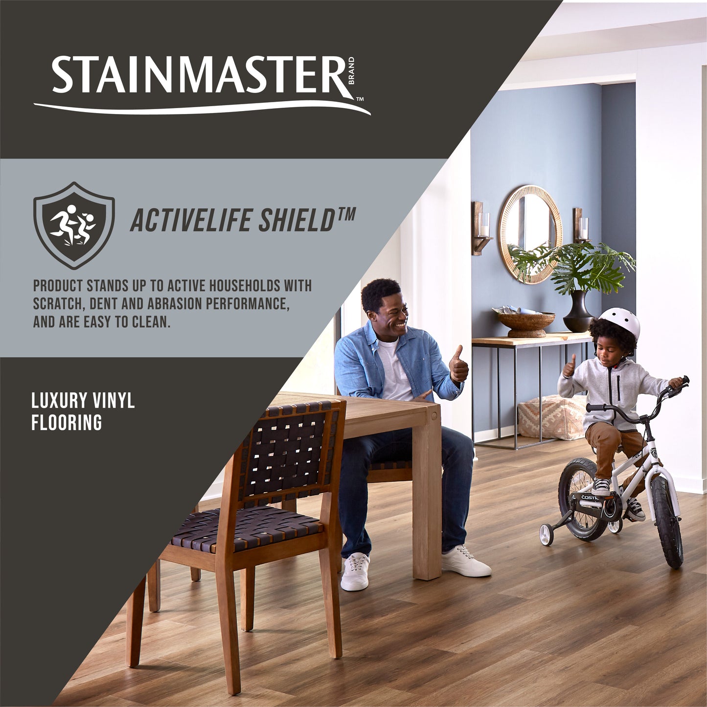 STAINMASTER Carbon Black 12-mil x 7-in W x 48-in L Waterproof Interlocking Luxury Vinyl Plank Flooring (18.78-sq ft/ Carton)