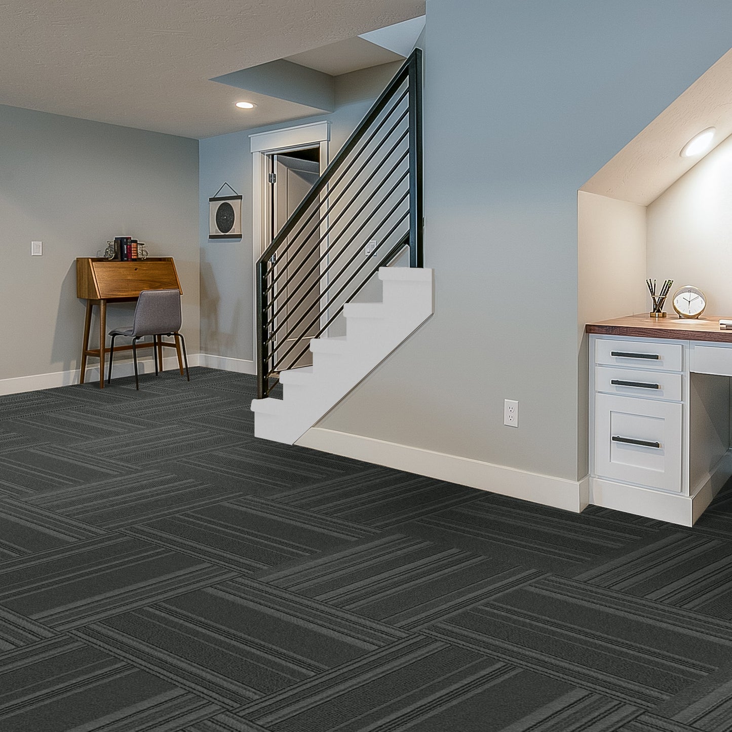 Style Selections New Age 24-in x 24-in Black Ice Black Peel and Stick Indoor or Outdoor Carpet Tile (40-sq ft)