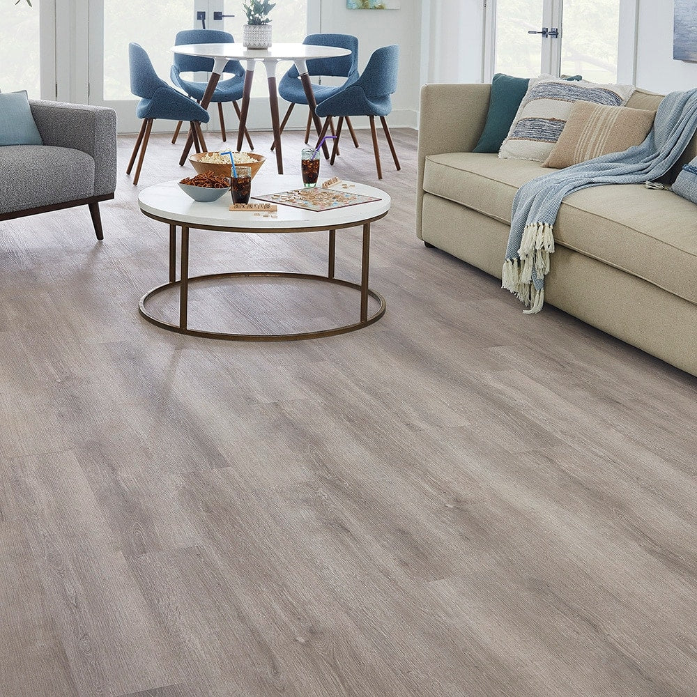 STAINMASTER Barnes Oak Gray 12-mil x 7-3/32-in W x 47-in L Waterproof Interlocking Luxury Vinyl Plank Flooring (17.33-sq ft/ Carton)