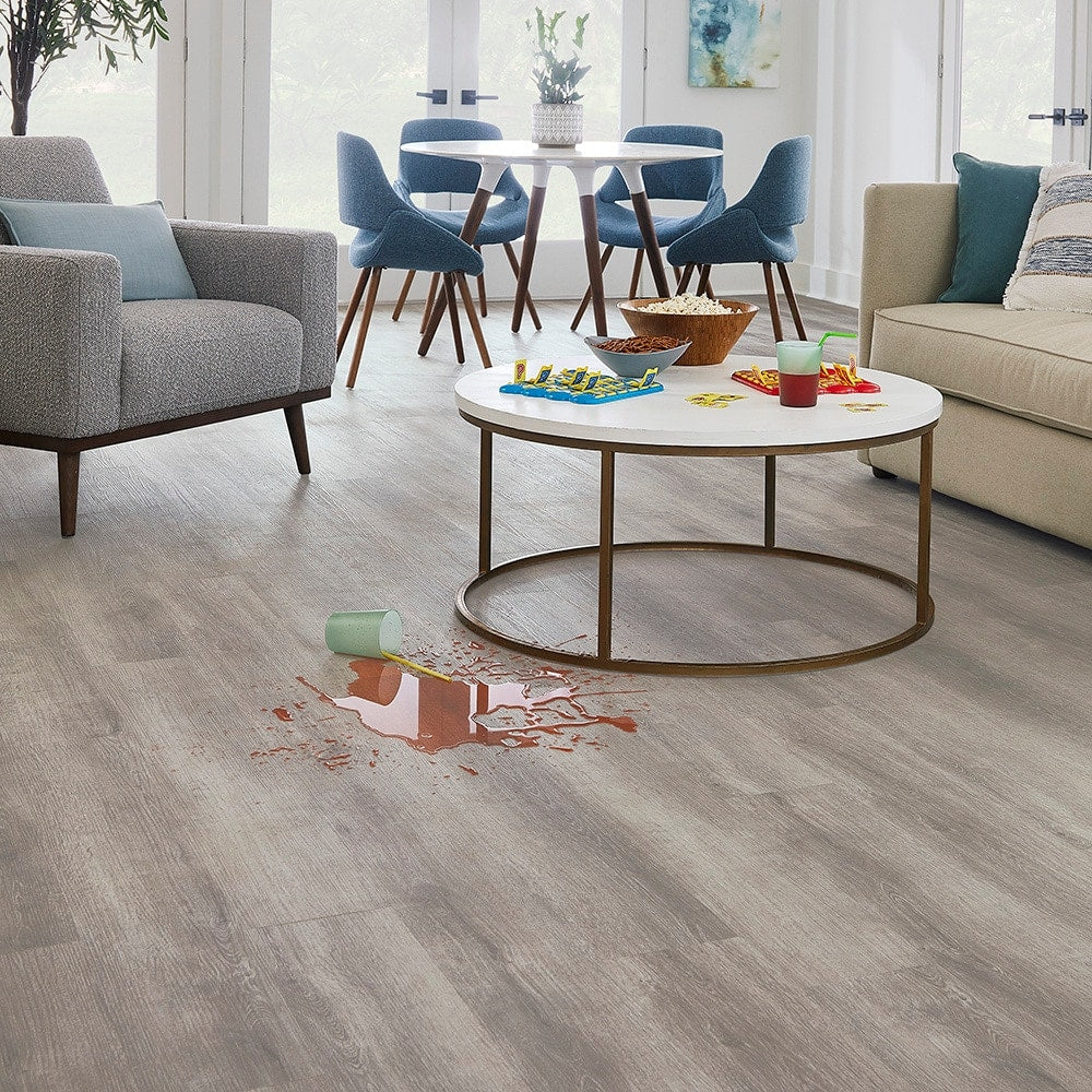 STAINMASTER Barnes Oak Gray 12-mil x 7-3/32-in W x 47-in L Waterproof Interlocking Luxury Vinyl Plank Flooring (17.33-sq ft/ Carton)