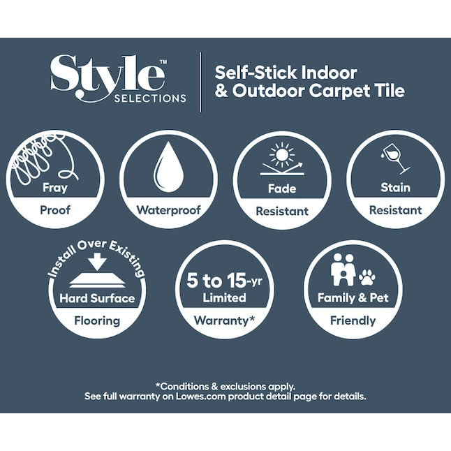 Style Selections Modular Mat 18-in x 18-in Grey Gray Commercial/Residential Peel and Stick Indoor or Outdoor Carpet Tile (22.5-sq ft)