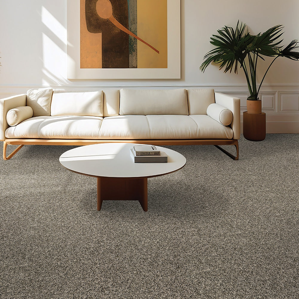 Style Selections Contemporary Feel DS Ash Gray 20-oz sq yard Solution-dyed Polyester Textured Indoor Carpet