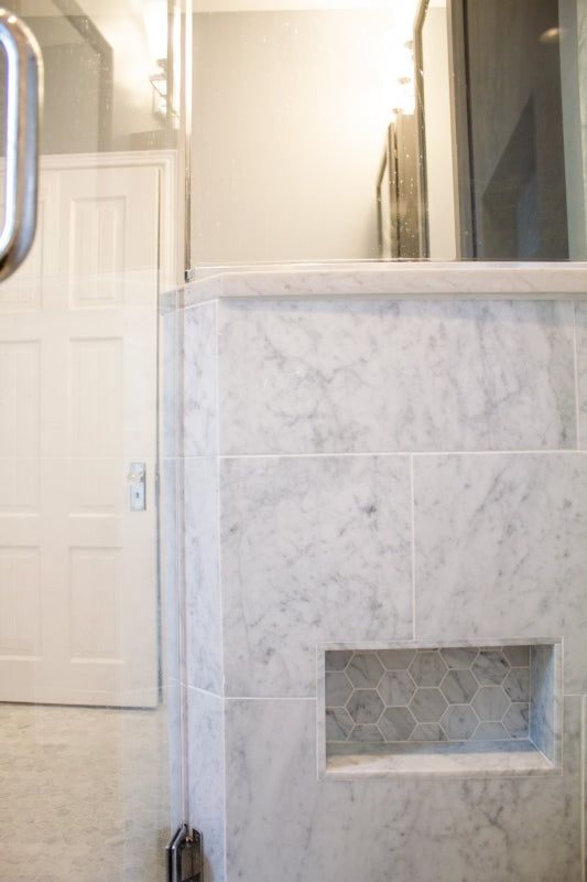 Transitional Marble Bathroom Remodel