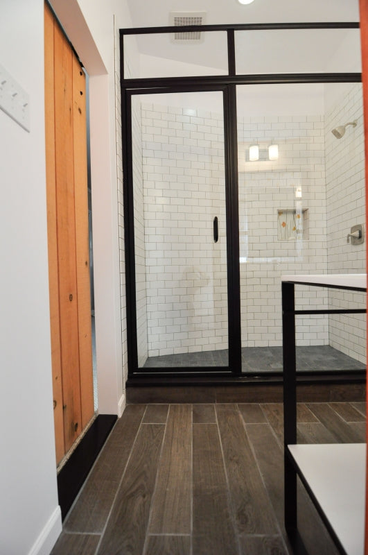 Modern Industrial Bathroom with Organic Elements