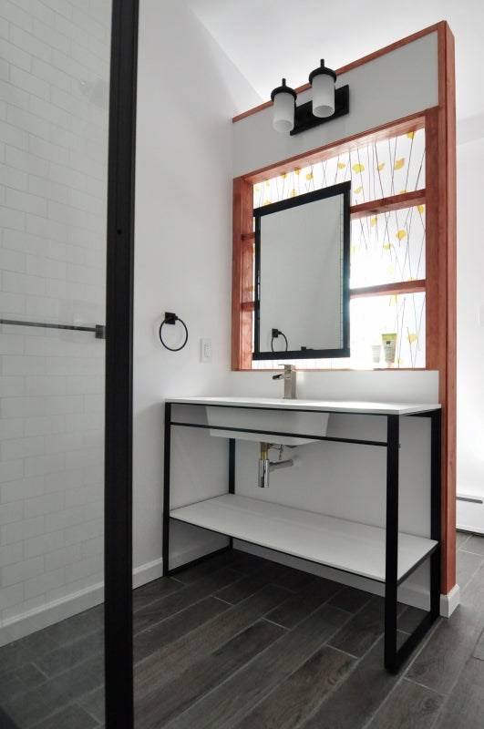 Modern Industrial Bathroom with Organic Elements