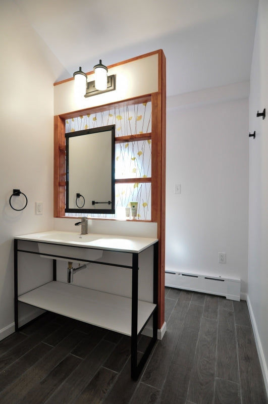 Modern Industrial Bathroom with Organic Elements