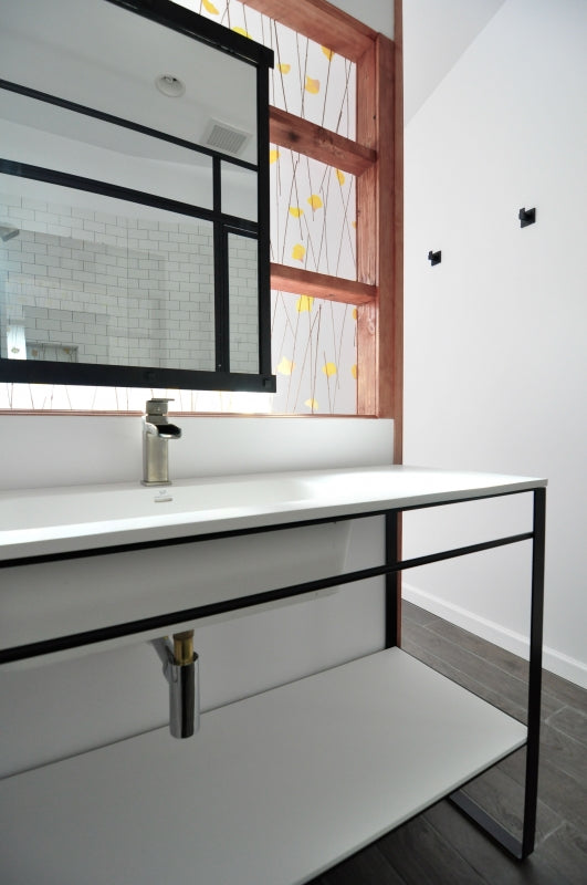 Modern Industrial Bathroom with Organic Elements